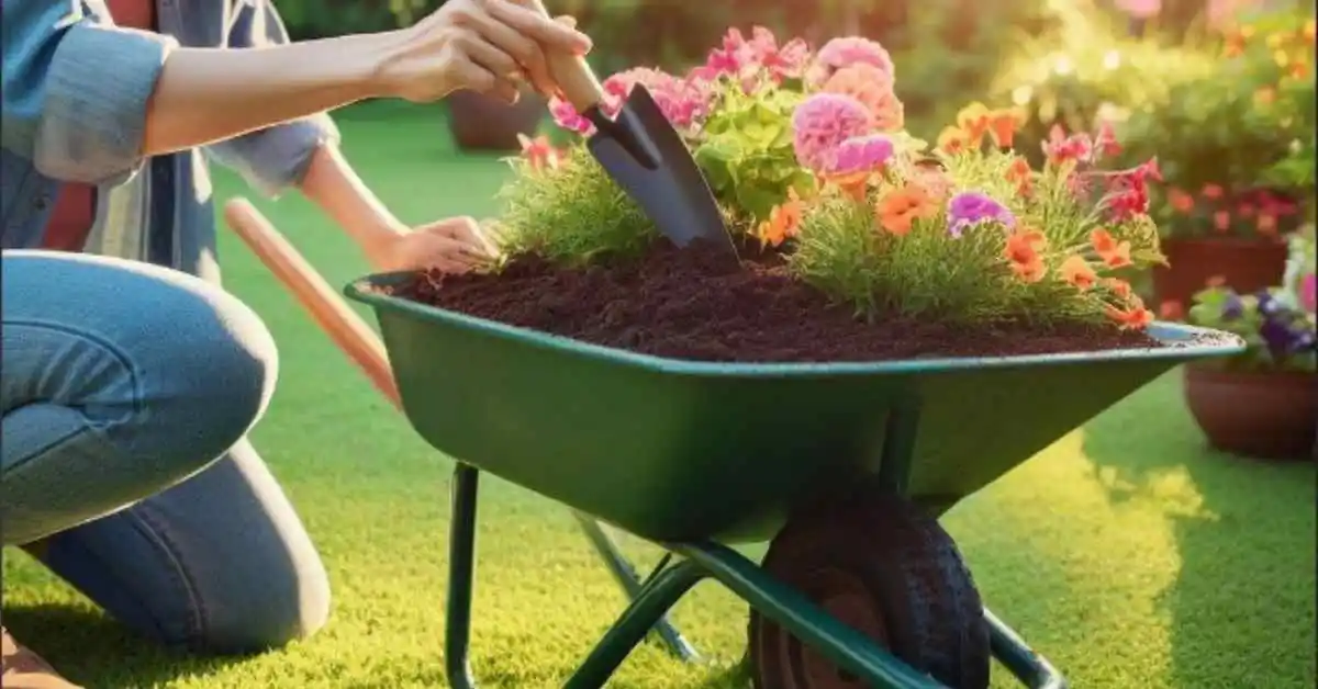how to plant flowers in a wheelbarrow