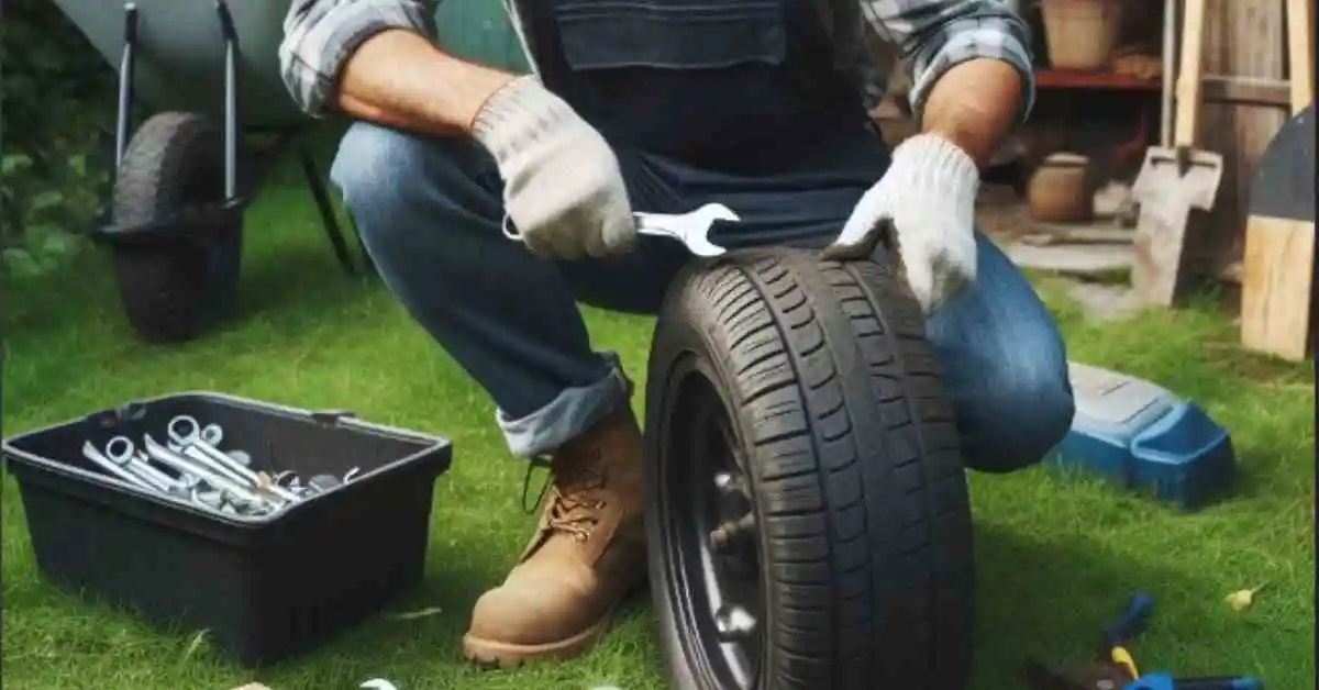 how to get a wheelbarrow tire back on the rim