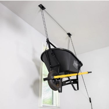 how to hang a wheelbarrow from the ceiling 